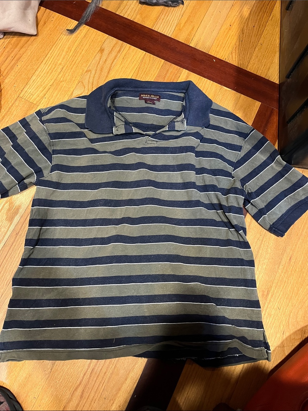 Striped Navy and Olive Polo Shirt -